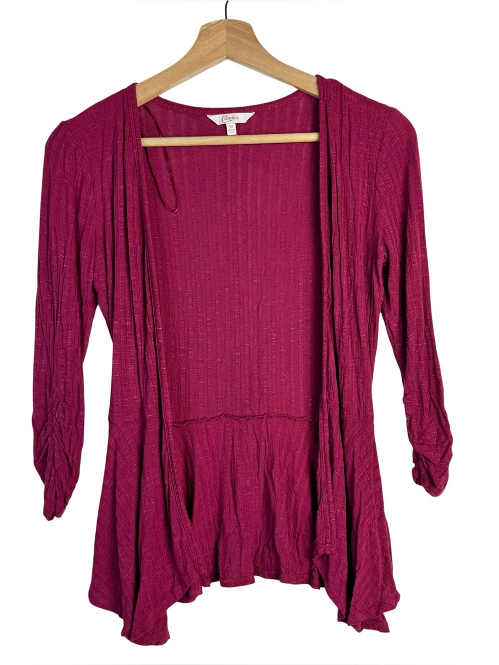 Candies Hot Pink Open Front Half Sleeve Cardigan Sweater XS